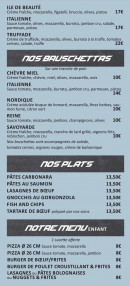 Menu Burton's - Les bruschettas et plats, menu enfant