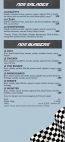 Menu Burton's - Les salades et burgers