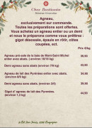 Menu Chez Bastianin - Les agneaux