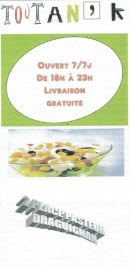 Menu le Toutan K - heure d' ouverture