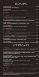 Menu Le Trois 2 - les pizzas et spécialites