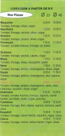 Menu Pizza Snack le Toutan K - Les pizzas 