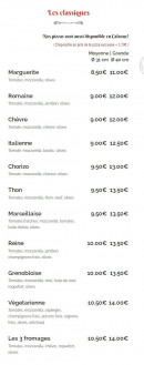 Menu Pizza Uno - Les classiques