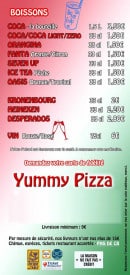 Menu Yummy Pizza - Boissons et informations 