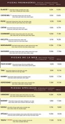 Menu Pizza Italia - les pizzas fromagères, pizzas de la mer et spéciales