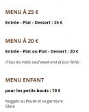Menu L' Olivade - Les menus