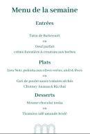 Menu Pèiro - Menu de la semaine