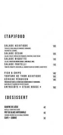 Menu Taproom "Bière des iles d'or" - salades, desserts