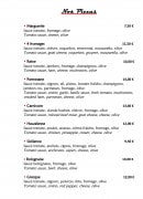 Menu Le Lac - Pizzas