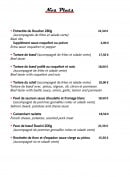 Menu Le Lac - Plats