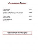 Menu Le Lac - Desserts