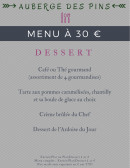 Menu Auberge des Pins - les desserts