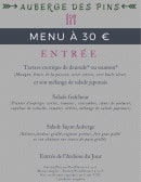 Menu Auberge des Pins - les entrées