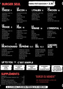 Menu Up To You - Les burgers et suppléments