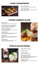 Menu Hippopotamus - Les cafés, desserts glacés et glaces