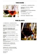 Menu Hippopotamus - Les vins rosés et blancs