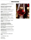 Menu Hippopotamus - Les vins rouges