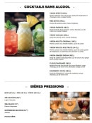 Menu Hippopotamus - Les cocktails sans alcool et bières pressions