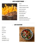 Menu Hippopotamus - Les garnitures et sauces