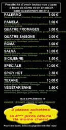 Menu Chez Salva - Les pizzas suite