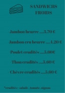 Menu Snack Du Rocher - Les sandwichs froids