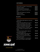 Menu Song Quê - Les entrées et plats