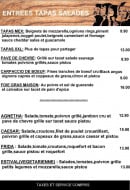 Menu L'Olalpa - Entrées, tapas, salades