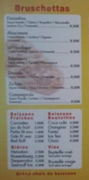 Menu Pizza Toinou - Les bruschettas, les boissons, les bières et vins