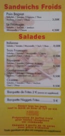 Menu Pizza Toinou - Les sandwiches froides et salades