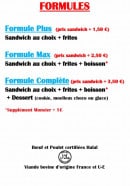 Menu La cabane du lycée - Formules
