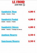 Menu La cabane du lycée - Le froid 