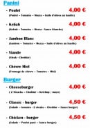 Menu La cabane du lycée - Panini et burgers 