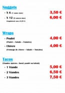 Menu La cabane du lycée - Nuggets, wraps et tacos 