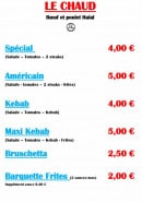 Menu La cabane du lycée - Le chaud 