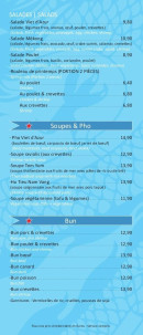 Menu Viet D Azur - Les salades, soupes et bun