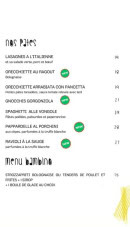 Menu Amici - Les pâtes et menu bambino suite