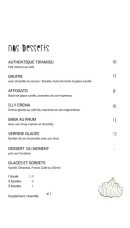 Menu Amici - Les desserts