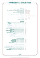 Menu Auberge de la Rade - Les apéritifs et cocktails