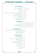 Menu Auberge de la Rade - Les boissons froides et boissons chaudes