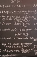 Menu Le bistrot de Paulette - Les vins