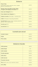 Menu Le Saïgon New - Les boissons softs