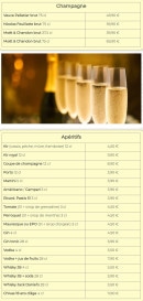 Menu Le Saïgon New - Les champagnes et apéritifs