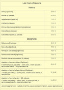 Menu Le Saïgon New - Les hors-d’œuvre et beignets