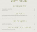 Menu Bèou Bistrot - La carte du midi