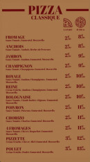 Menu Slice - Les pizzas classiques