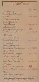 Menu Vezzo Pizza - Pizza tomate