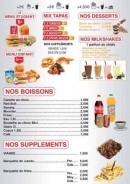 Menu FastFoot - Les menus étudiants, desserts et boissons,..