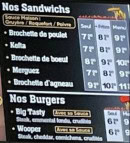 Menu Grillade et Tacos - Les sandwichs et burgers