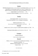 Menu Bellerive - Entrées, viandes, poissons,....