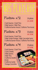 Menu Allo'Sushi84 - Les plateaux numero 2,3,4